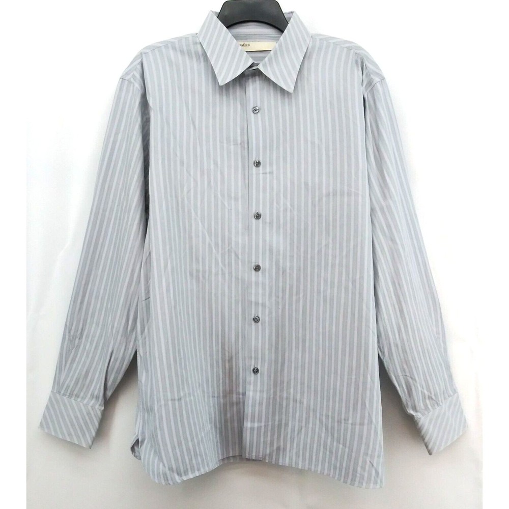 Perry Ellis Dress Shirt Mens XL Blue Striped Collared Long Sleeve Button Down